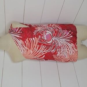 New York & Company medium shades of pink & white print one shoulder blouse